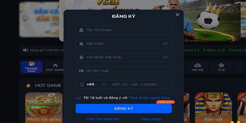 Cách đăng ký tài khoản V6BET dành cho người dùng mới